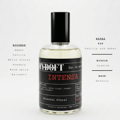 MYDOFT Intensa | Eau De Parfum | Oriental Floral Amber Vanilla Perfume with White Floral, Powdery & Warm Spicy Notes |  Women
