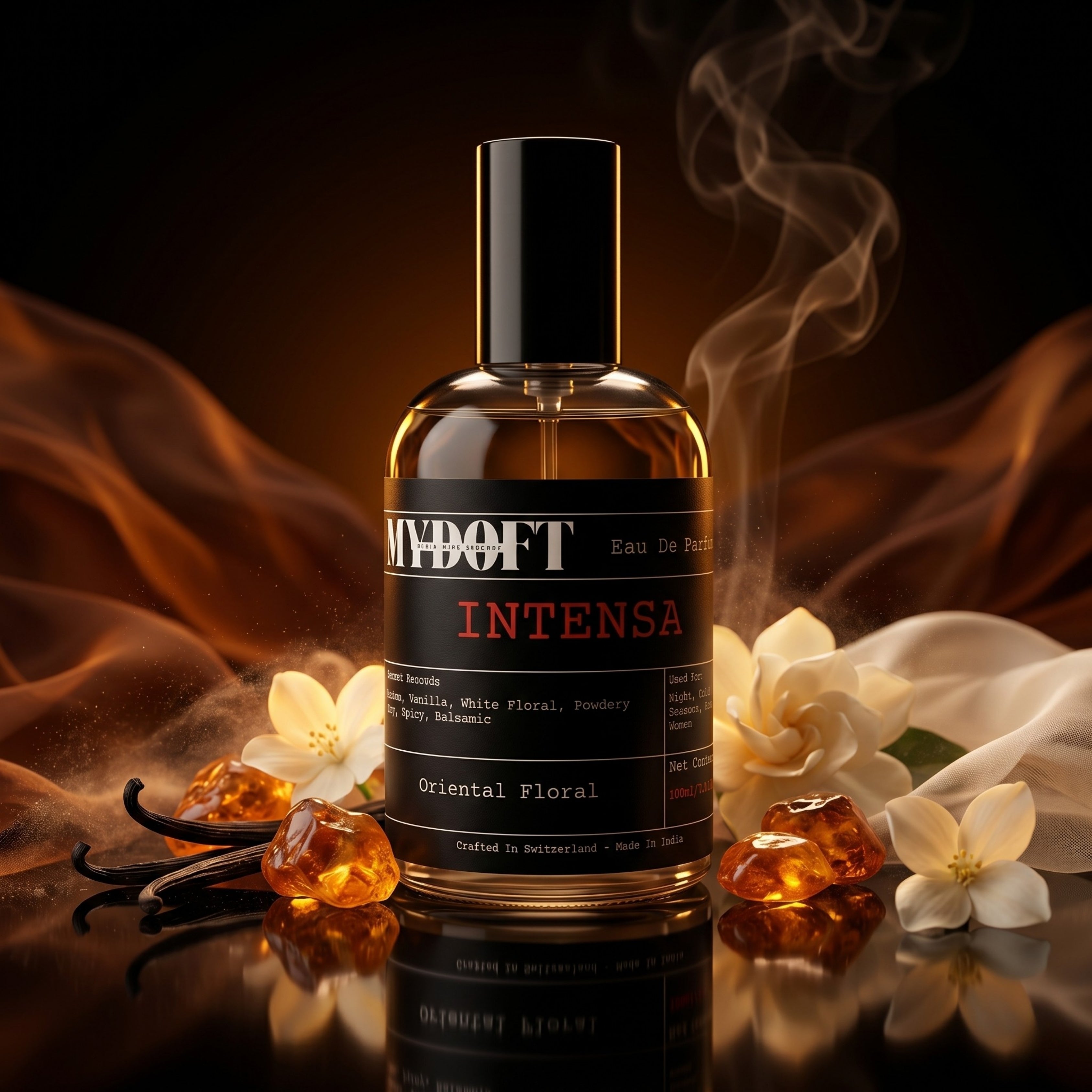 MYDOFT Intensa | Eau De Parfum | Oriental Floral Amber Vanilla Perfume with White Floral, Powdery & Warm Spicy Notes |  Women