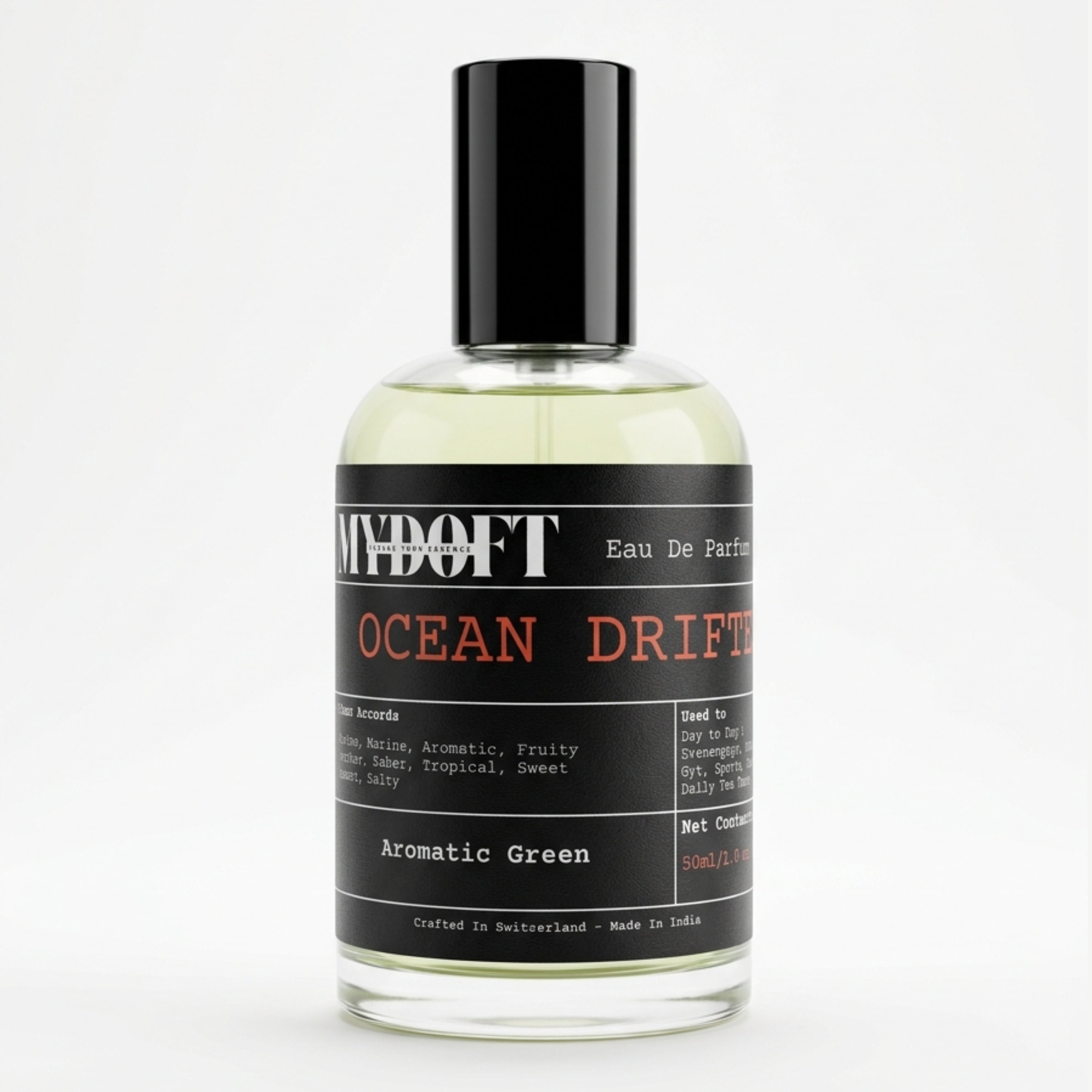 MYDOFT Ocean Drift | Eau De Parfum | Aromatic Green Citrus Marine Aquatic Perfume with Fruity & Amber Notes | Men