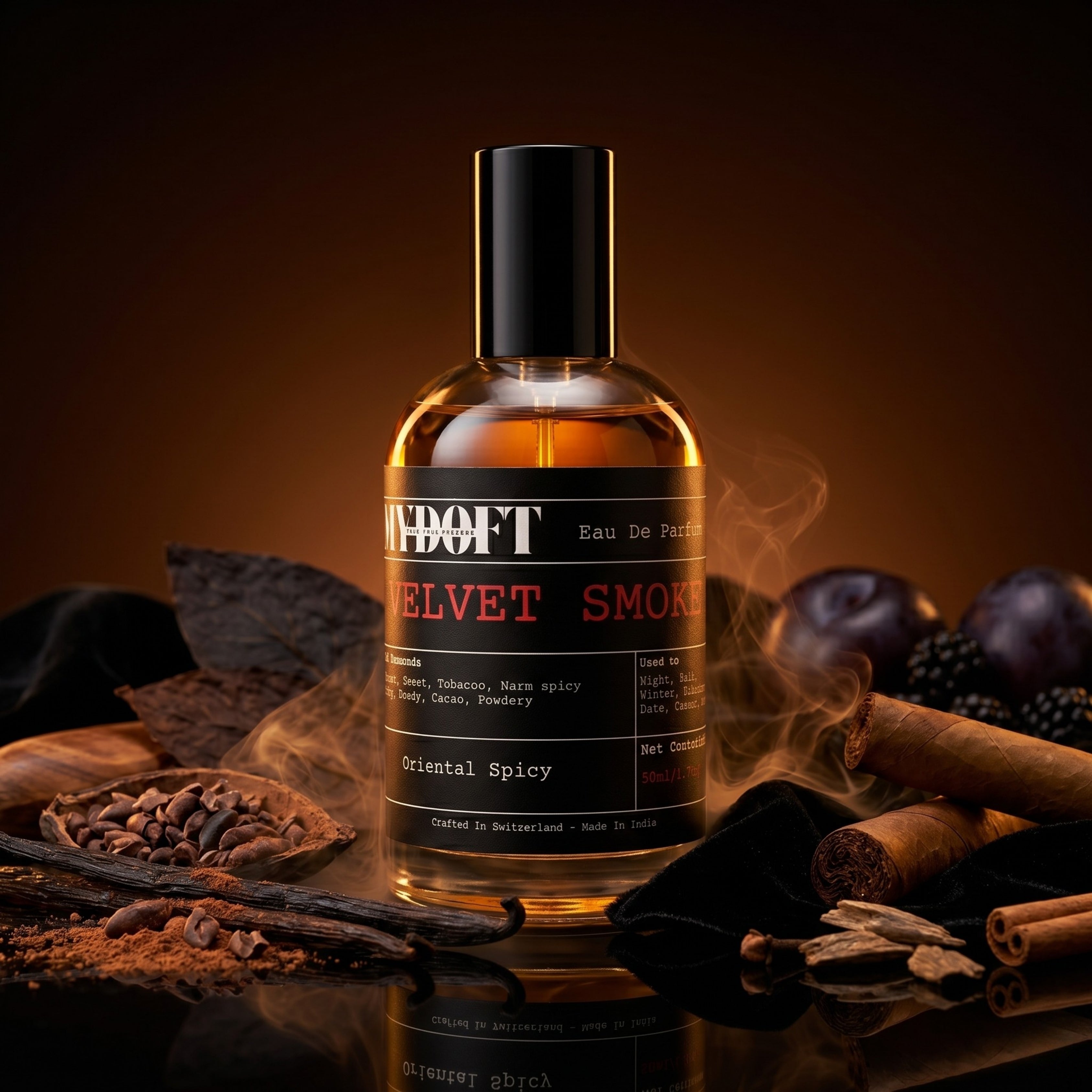 MYDOFT Velvet Smoke | Eau De Parfum | Sweet Vanilla Tobacco Warm Spicy Perfume | Unisex