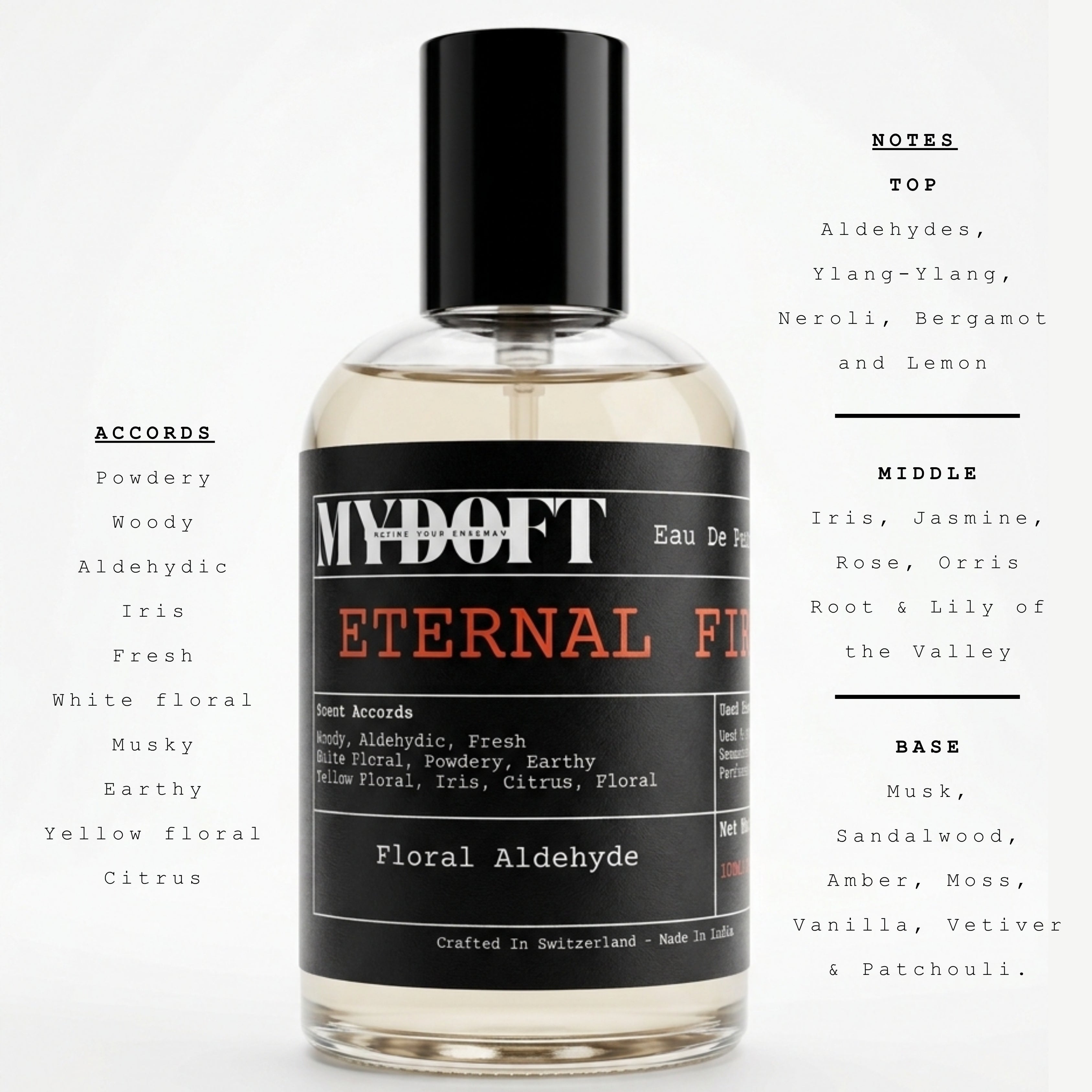 MYDOFT Eternal 5 | Eau De Parfum  Powdery Woody Iris Perfume with Musky White Floral & Citrus Notes | Women