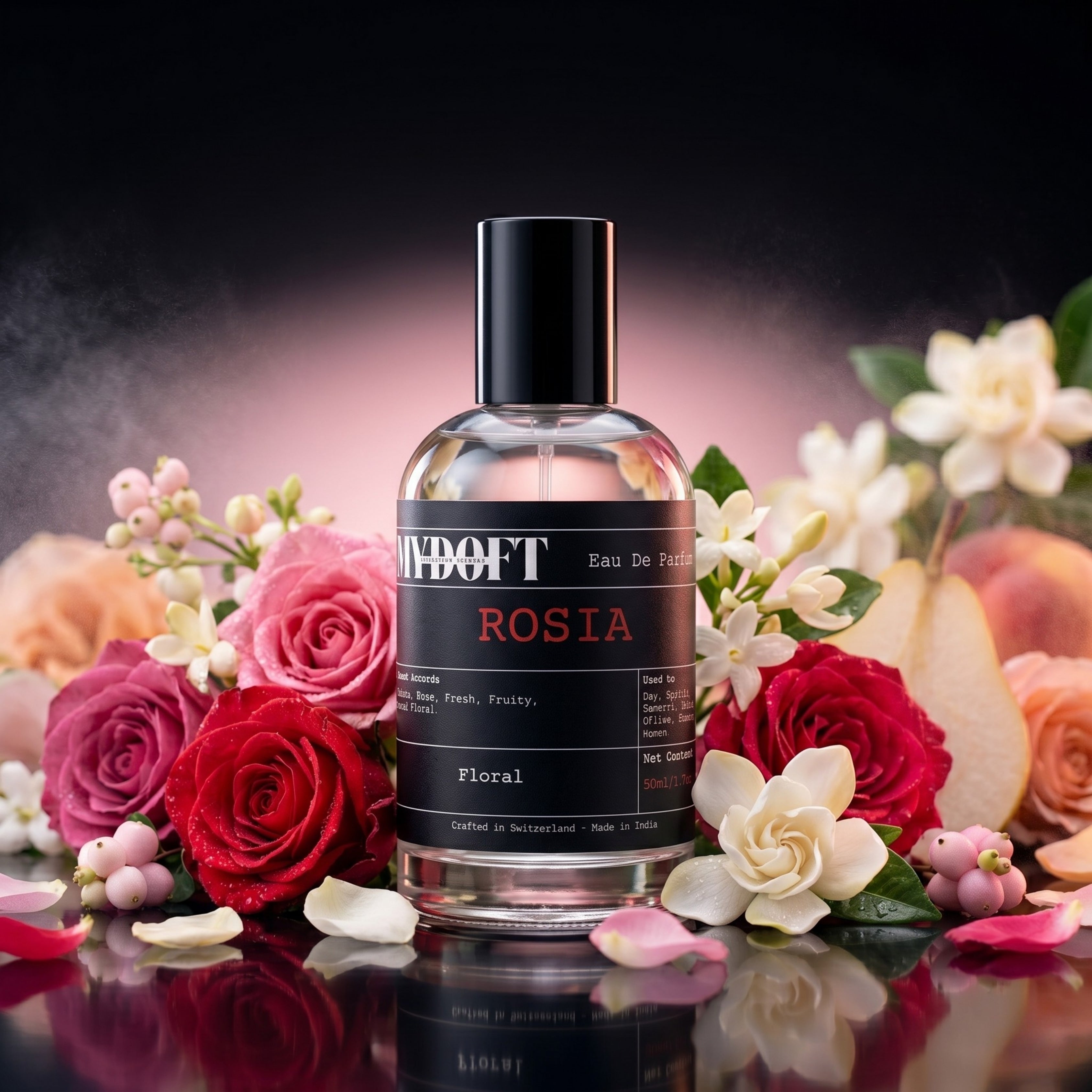 MYDOFT Rosia | Eau De Parfum | Floral Rose Perfume with Fresh Fruity & White Floral Notes | Women