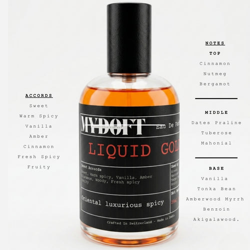 MYDOFT Liquid Gold | Eau De Parfum | Sweet Warm Spicy Vanilla Amber Perfume | Unisex