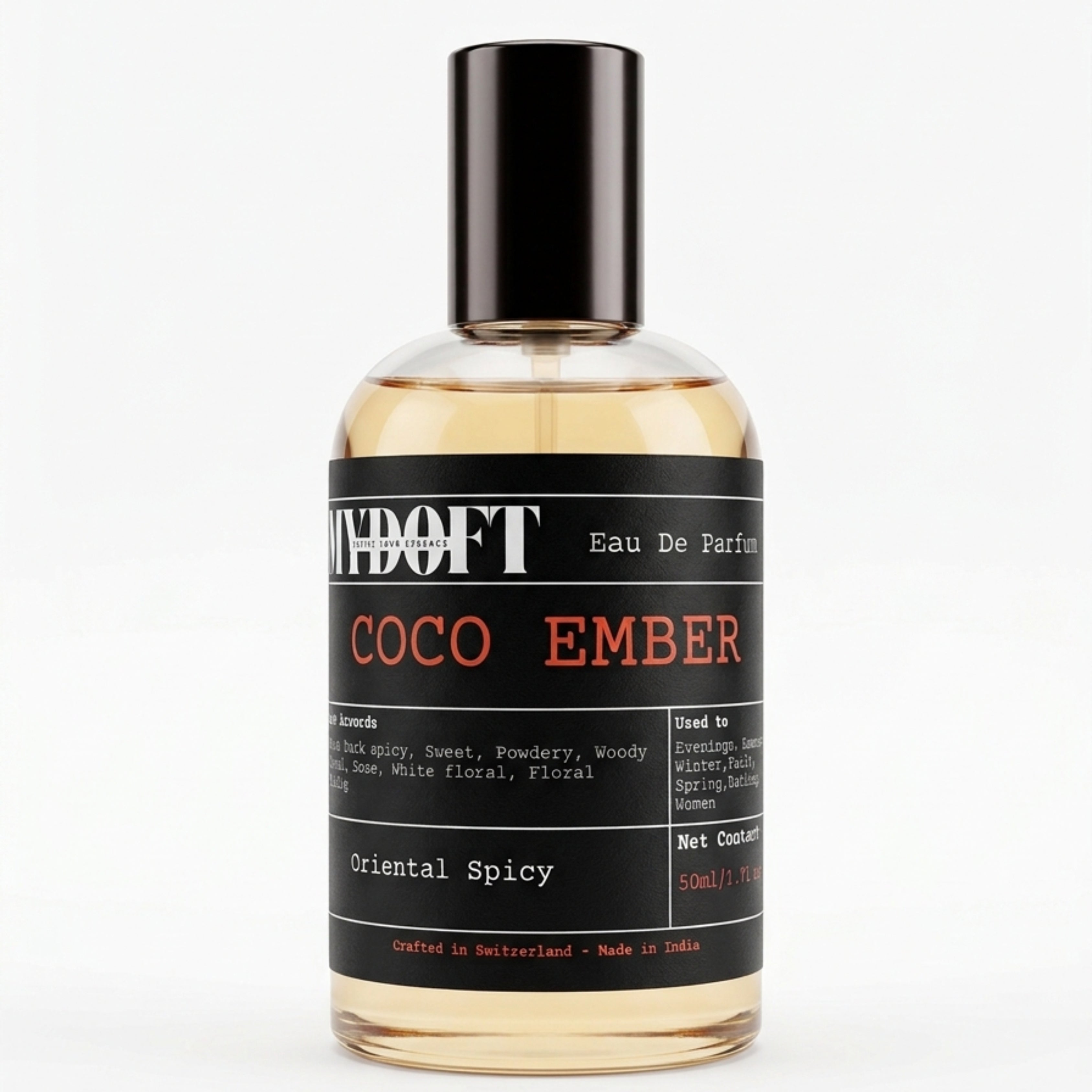 MYDOFT Coco Ember | Eau De Parfum | Oriental Spicy Amber Vanilla Perfume with Rose & White Floral Notes | Women