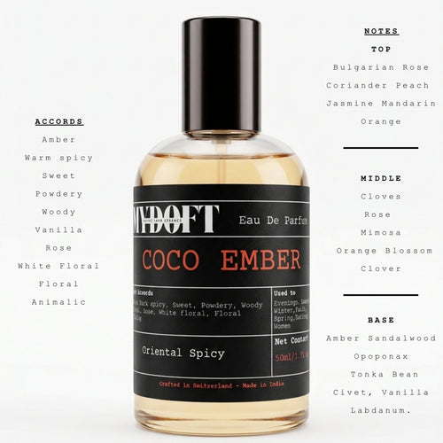 MYDOFT Coco Ember | Eau De Parfum | Oriental Spicy Amber Vanilla Perfume with Rose & White Floral Notes | Women